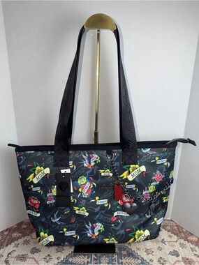 Ed Hardy Black Floral Tattoo 'MOM' Print Tote